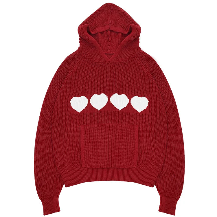 Lovely Home Wear Heart Shape Hoodies Warm Sweaters Women Plain Sweaters Baggie Hoodie With Pants