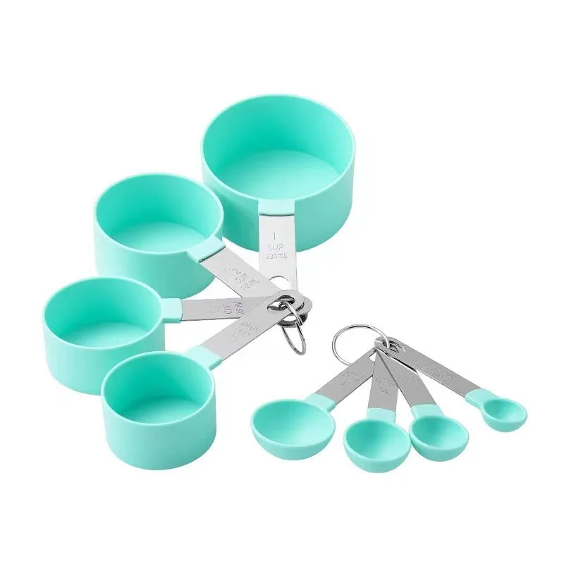 Plastic Measuring Cups and Measuring Spoons Set 8PCS Cheap Low Price Baking Cooking Coffee Cake Powder Tools