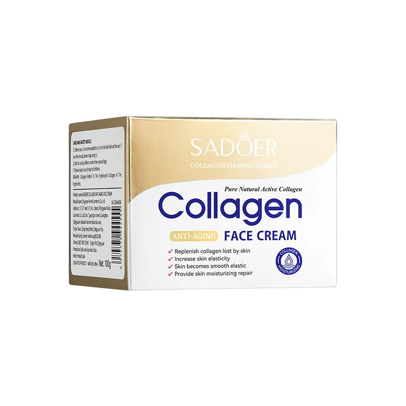 SADOER Collagen Face Cream 100g Anti Aging Moisturizing Hydrating Repairing Firming Active Protein Technology Skin Care