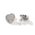 CZ Baguette Full Iced Heart Bling Bling Earring love Zircon Heart Rose Gold Silver White Gold Women Iced Out Earrings Studs