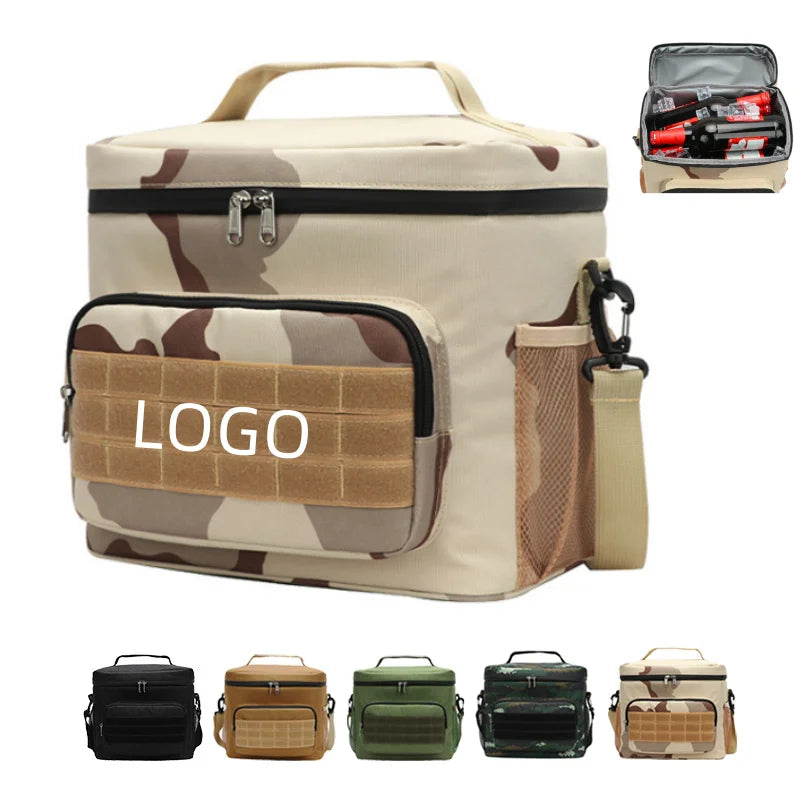 MKW4207 OEM Outdoor Camouflage Insulated Bags 600D Oxford Handheld Lunch Bag Waterproof Tactical Cooler Bag With Shoulder Strap