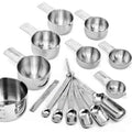 Measuring Cups Spoons Set Stainless Steel 15 Pcs Rings Accessories Kitchen Box Packing Color Feature Powder Liquid Eco-Friendly