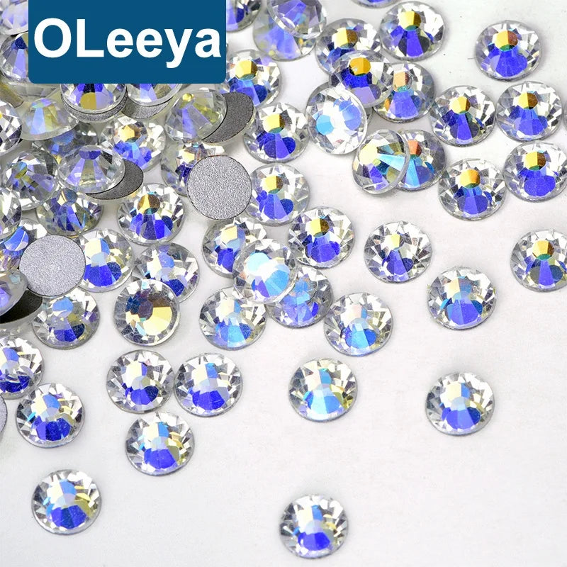 Oleeya Hot Sale SS3-SS34 Moonlight Non Hot Fix Rhinestone Crystal Stone Glass Rhinestone for Nails Dress Jewelry