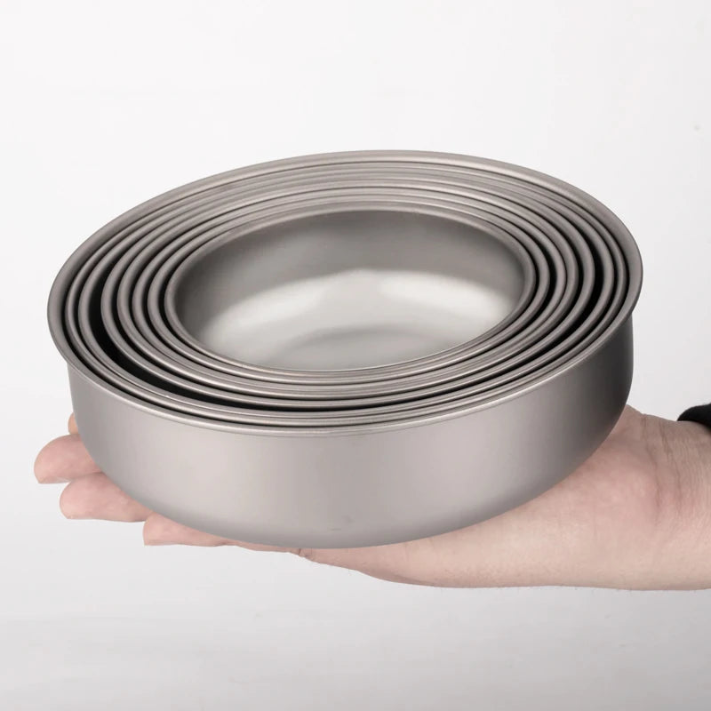 Silver Titanium Bowls Set Pan Plate Dish Carry Bag Outdoor Camping Portable 8-Piece Ultralight Cookware Set Hiking Chinese