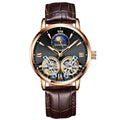 GUANQIN Montre Watch Man Moon Phase Luminous Hands Scale Leather Strap Wrist Watch Automatic Mechanical Clock Relogio Masculino