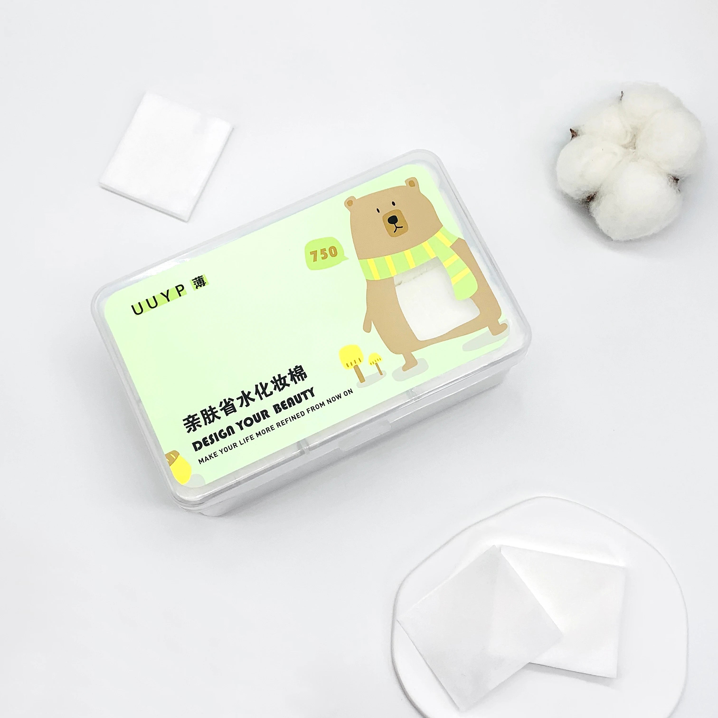 Custom Package Disposable Waterproof Organic Cotton Pads for Women's Makeup Tools Facial & Eye Oil-Free Makeup Removal 750Pcs