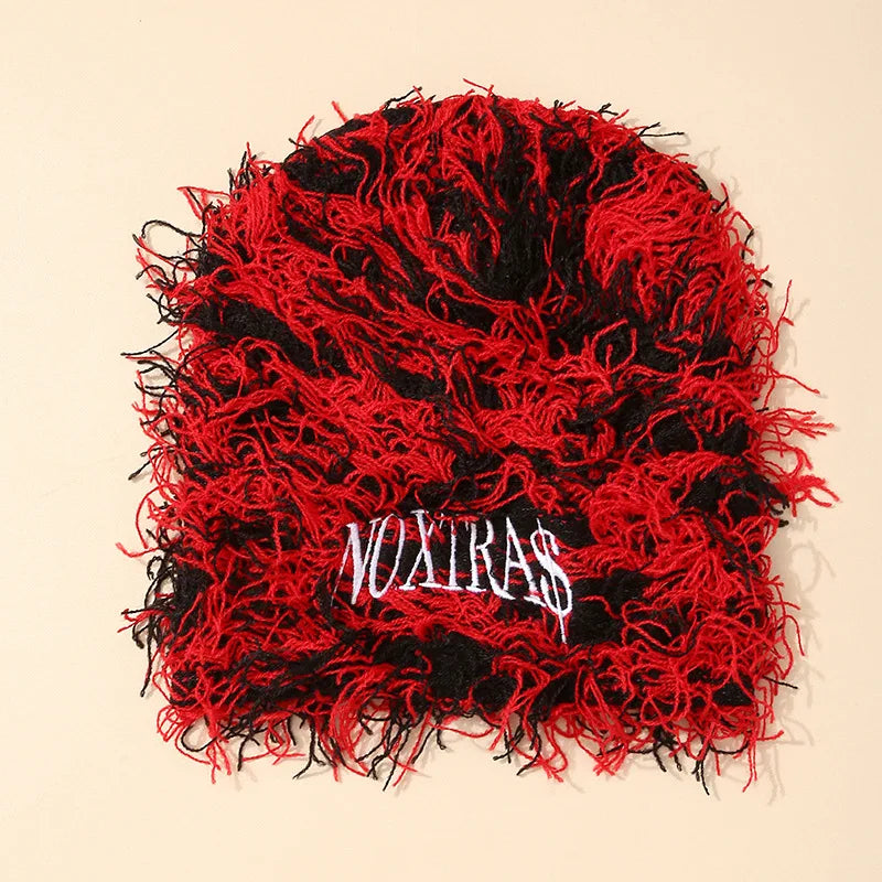 Custom Embroidery Label Logo Cuffed Cuffless Camo Fuzzy Grassy Distressed Knitted Beanie Hat Skull Cap Manufacturer