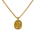 Nabest Stainless Steel Rectangle Tags Pendant Necklace Jewelry Women 18K Gold Plated Vintage Flower Twists Necklaces