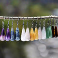 Classic Healing Crystal Tear Drop Earrings Waterdrop Pendant Statement Jewelry featuring Tiger Eye Rose Quartz Amethyst
