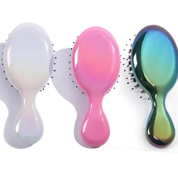 Handheld Plastic Pocket Hairbrush for Adults & Children Cushion Detangling Brush with Vent Feature Laser Type