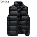 Europe Men's Autumn and Winter Vest Feather Rong Cotton Vest Sports Padded Warm Coat Vest Jacket