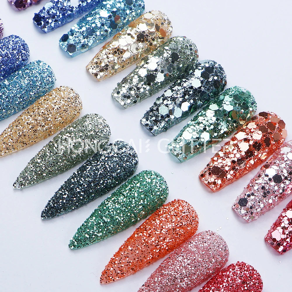 Bulk Morandi Color Mirror Glitter Wholesale Chunky Mixed Polyester Glitter Powder Resin Crafts Supplies Christmas Decorations