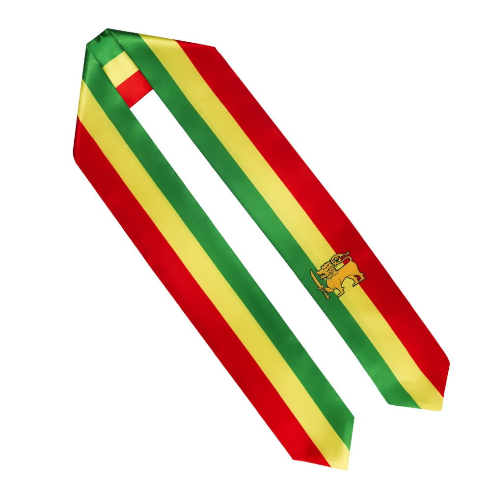 100% Satin Polyester Ethiopia International Study Abroad Adult Graduation Scarf Sash