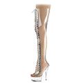 Lace up Exotic Dancer Boots 15cm High-heeled Shoes Crystal Over-the-knee Platform Boots Thigh High 6inch Lady Pole Dancing Boots
