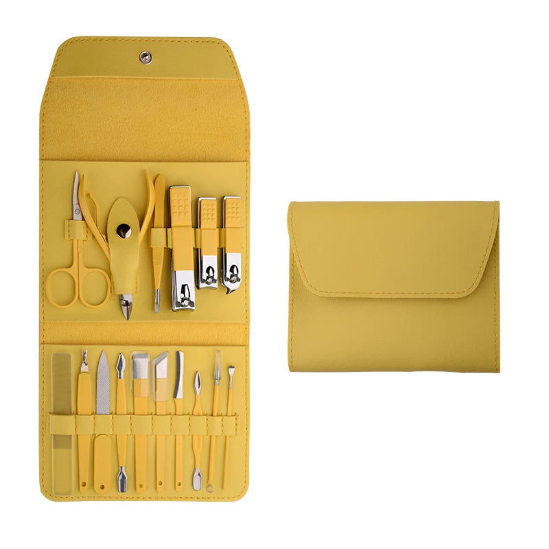 Portable 13/17-Piece Steel and Stainless Steel Nail Care Tool Set Colourful Manicure Pedicure Set for Personal Care Trim Nails