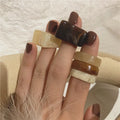 2021 New Vintage Fashion Acrylic Acetic Acid Round Resin Hand Finger Rings for Men Women Jewelry Gift