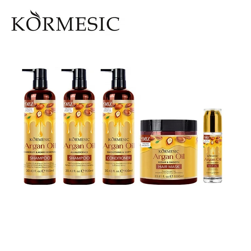 KORMESIC Wholesale Private Label Natural Professional Organic Argan Oil Repair Hydrating Nourishing Hair Care Set for Dry Hair