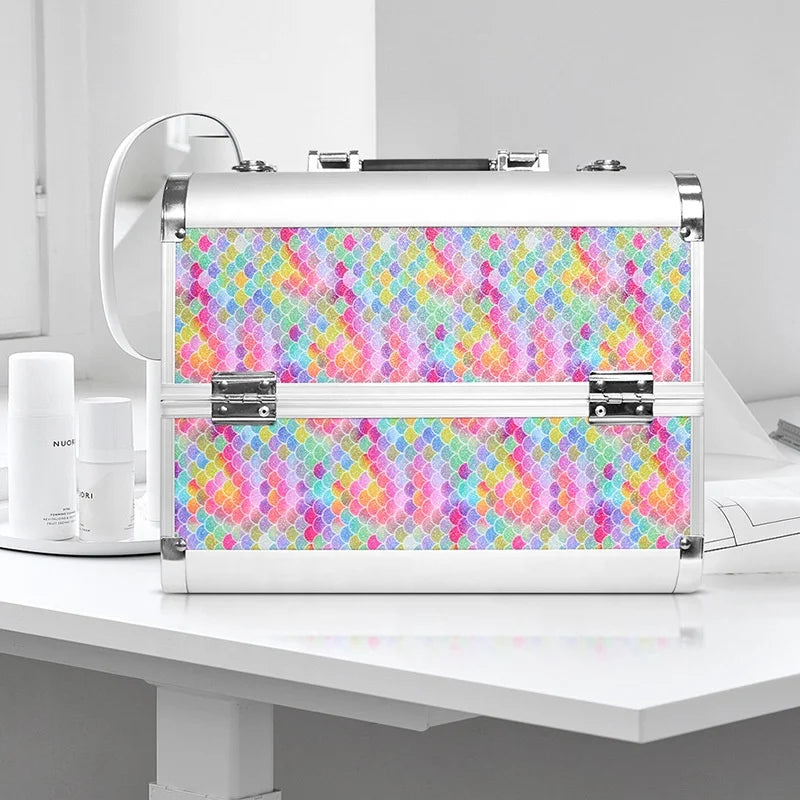 Wholesale Custom Professional Makeup Artist Suitcase Double Door Nail Convenient Storage Colorful Aluminum Alloy Water Resistant