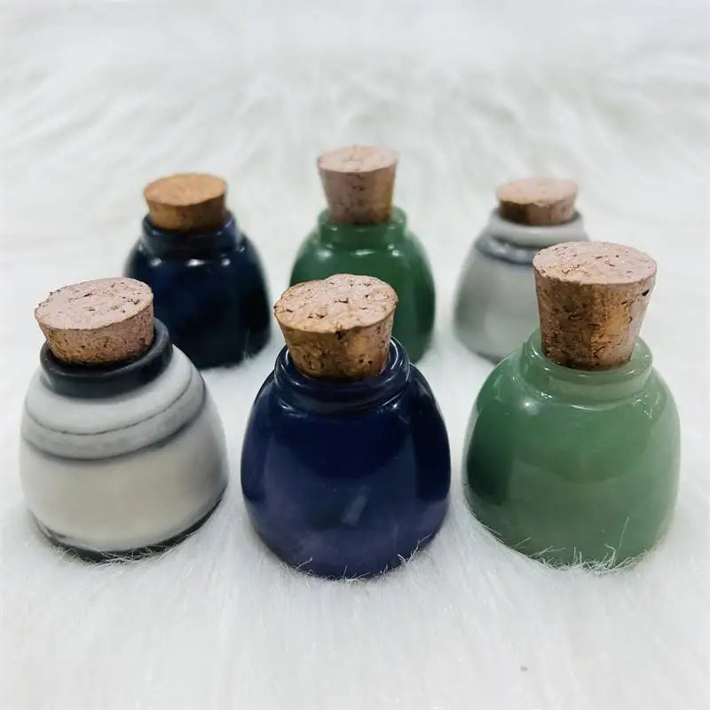 Wholesale Custom Design Natural Rock Crystal Stone Hand Carved Crystal Perfume Bottle Oil Bottles Carvings