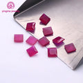 Wholesale Price Sand Bottom Corundum 3*3mm to 7*7mm 5# Red square Shape All Sizes Loose Gemstone Corundum Synthetic Ruby Stone