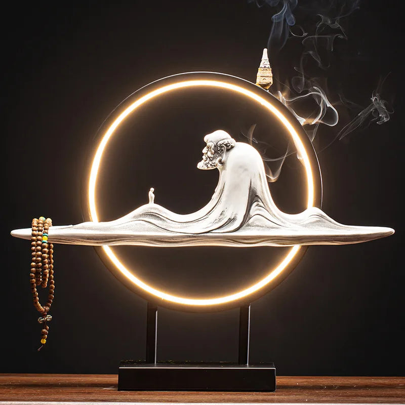 Wholesale Natural Sandalwood Sticks With Led Buddha Statue Shape Incense Burner