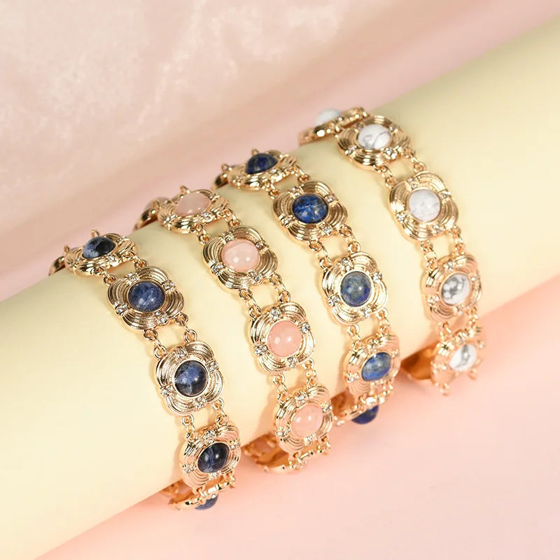 Women's Beautiful Natural Rose Quartz Obsidian Crystal Bangle Bracelet Elegant Handcrafted Crafted Product