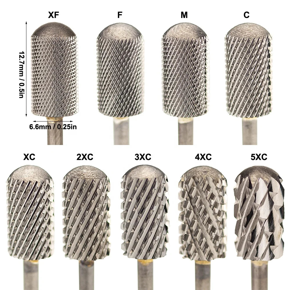 Large Barrel Smooth Round Top Nail Burrs Bur Electric Rotary Grinding Head Drill Tips Nails Dril Bit Carbide Tungsten 5XC 4XC