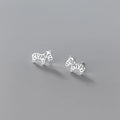 Fashion Girls 925 Sterling Silver Small Pony Horse Earings Cute Animal Zebra Shape Stud Earrings Jewelry for Women
