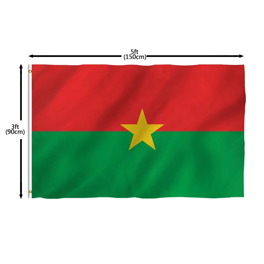 Direct Delivery 100% Polyester Burkina Faso Flag Custom Size National Outdoor Flying Pennant Letterpress Printing Waterproof