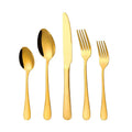 18/0 Stainless Steel Tableware Set Spoon and Fork 5pcs Silverware Flatware Gold Cutlery Set