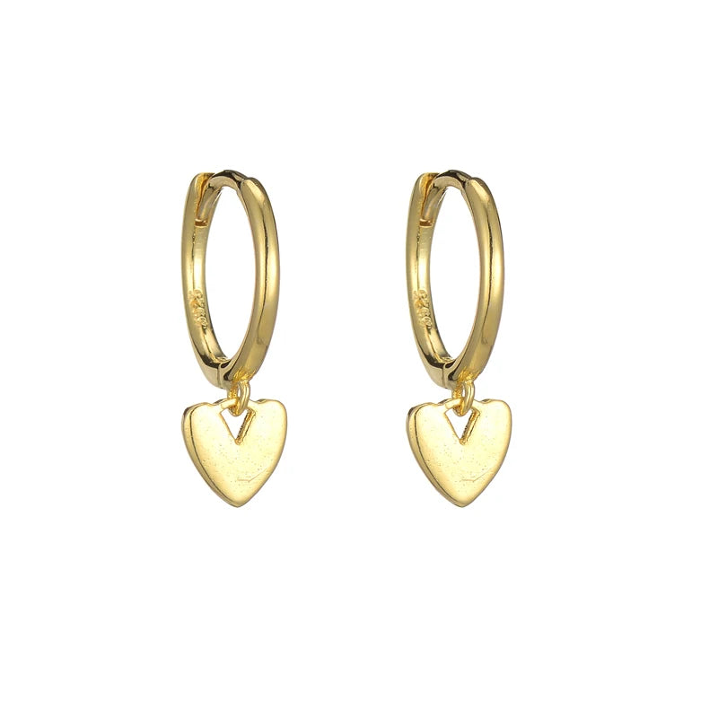 925 Silver Heart Hoop Dangle Hoop Earring for Women Fashion Jewelry