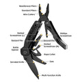 14 in 1 Tactical Multitool Folding Blade Wrench File Pliers Pocket Portable Multifunctional for Camping Enthusiasts