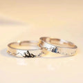 RisingMoon Jewelry Copper Silver Mountain and Sea Promise Ring Valentine Day Couple Rings