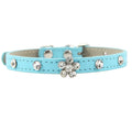 Luxury Rhinestone Reflective Weatherproof Solid Pet Collar Matching Leash PU Leather Adjustable Dog Necklace New Design for