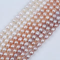 Zhuji Hot Sale 9-10mm Rice-Shape Freshwater Pearl Strand Natural White Pink Purple Colors Jewelry Jewelry Making Loose Pearls