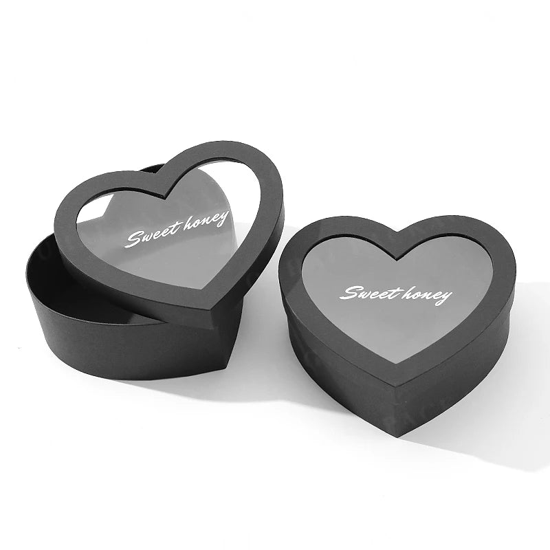 Wholesale Floral Packaging Small Gift Rigid Box for Luxury Arrangements Premium Quality Heart Shape Paper Box with Pvc Window