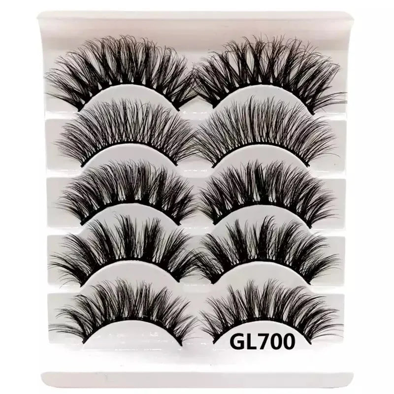 Abestyou 5 Pairs Synthetic Hair Handmade Thick Full Strip Eyelashes