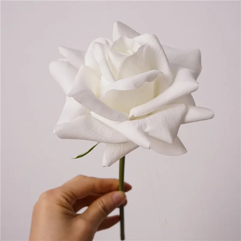 O-X305 Wholesale Short Stem Real Touch Roses White Red Ivory Roses Artificial Flowers High Quality Real Touch Rose Heads