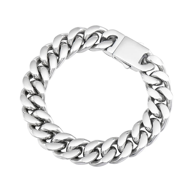 Charm Simple Men Stainless Steel Waterproof Cuban Chain Bracelets for Tourist Souvenir