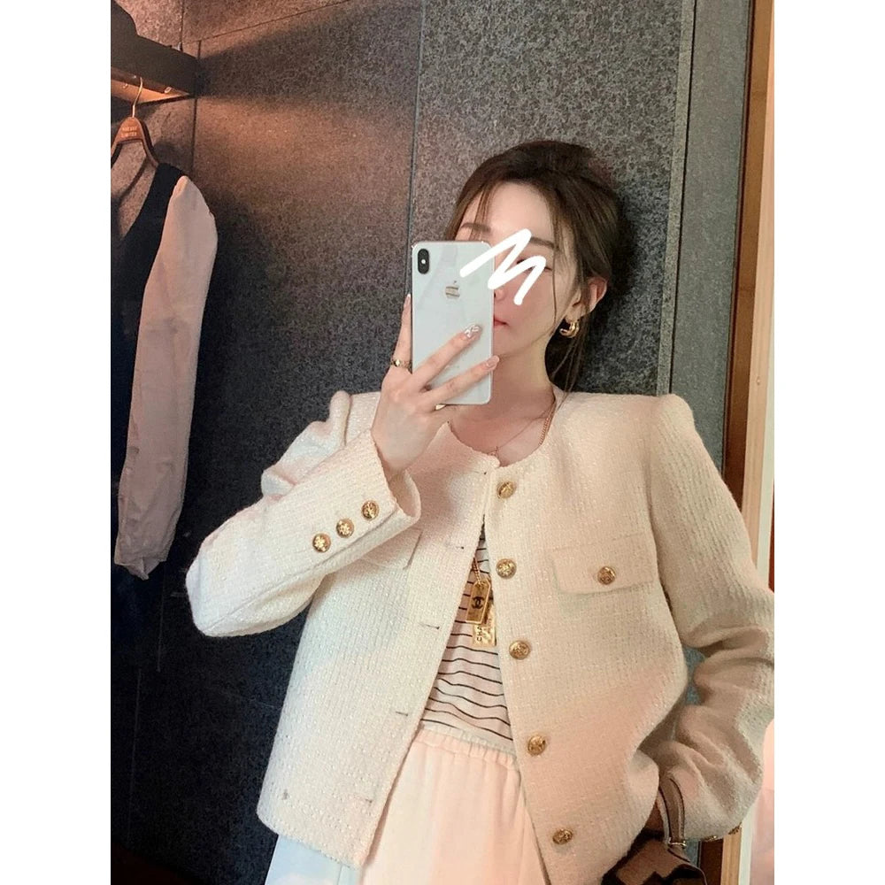 Professional Custom Factory Direct Trending Fashion Women Elegant Vintage Style Tweed Jacket for Autumn Winter Long Sleeved