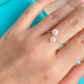 Resizable Open Stretch 4-5 mm Button Freshwater  High Quality Genuine Natural Pearl Mounted Rings