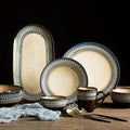 Nordic Luxury Tableware Steak Plate Salad Bowl Set Creative Ceramic Dinnerware Sets with Embossed Design