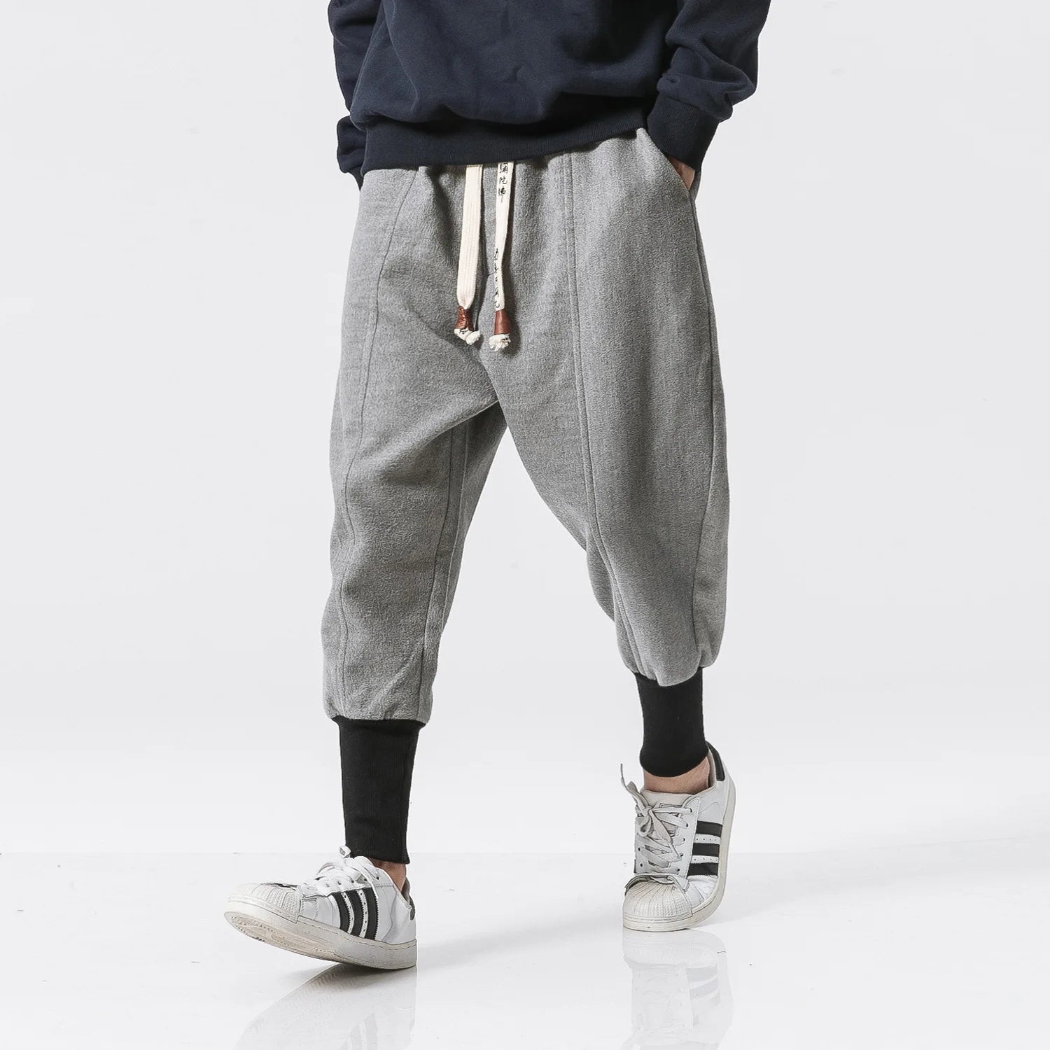 M-5XL Men's Double-sided Denim Thickened Casual Pants Fashion Loose Feet Youth Casual Streetwear Pants