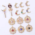 Hot Sale 10 PcsGold Diamond Moon Star Bracelet Charms Necklace Pendantfor Handmade DIY Jewelry