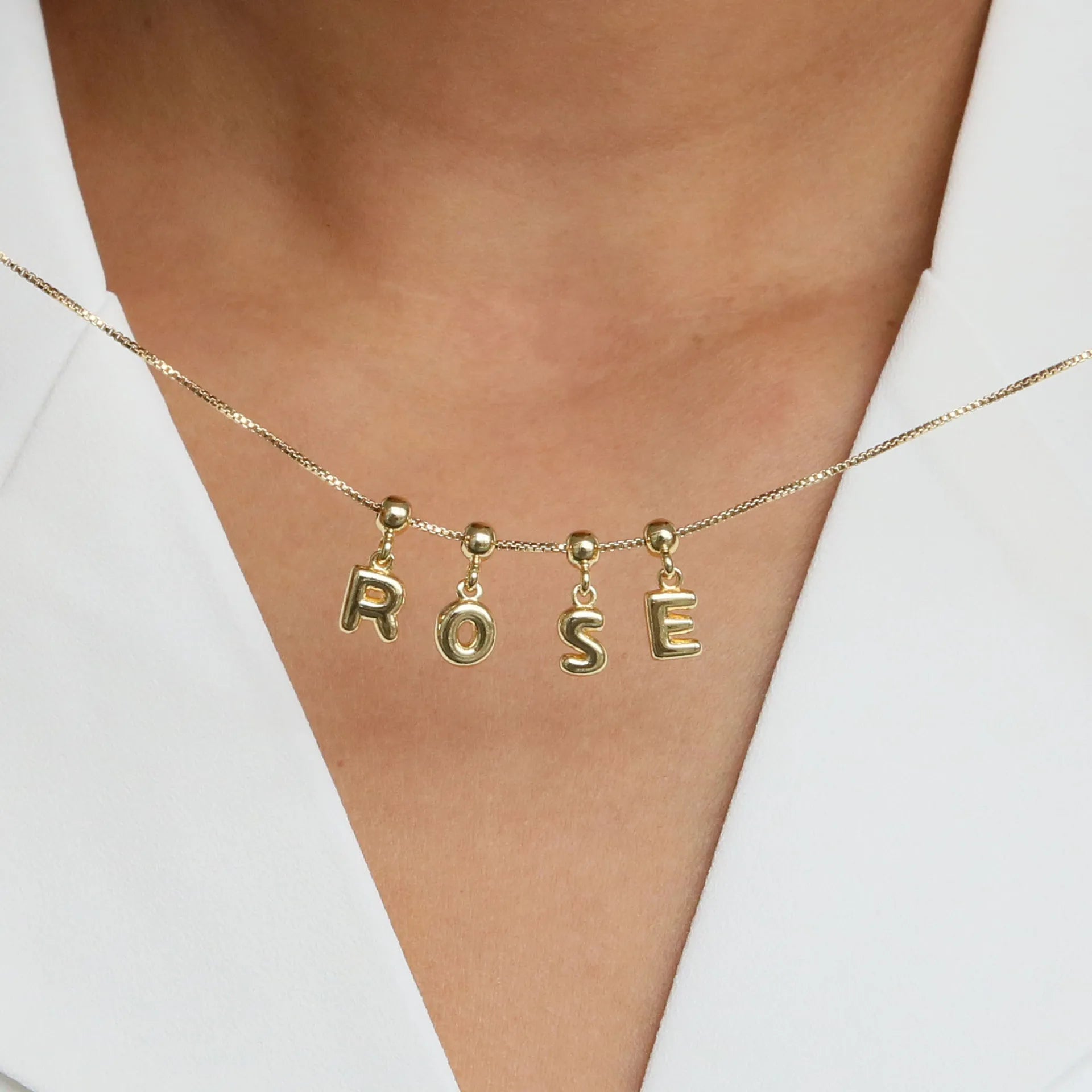 Qiuhan Mini Bubble Letter A-Z Off-the-shelf 18k Gold Custom Name Necklace