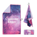 Square Eco-Friendly With Carabiner Sublimation Printing Golf Towel Custom Logo Design Microfiber Waffle Gym Golf Towel