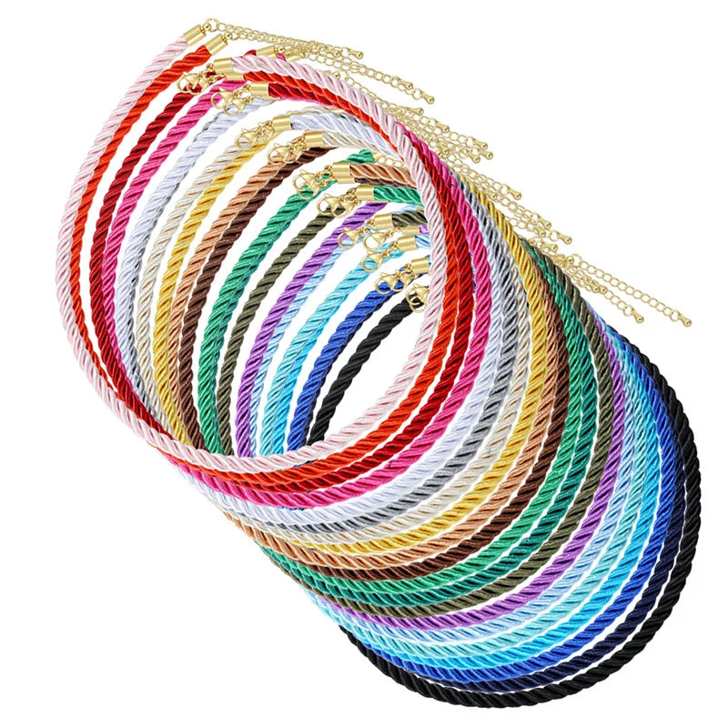 Hot 5mm Colorful Fashion Chain Necklace for Women Simple DIY Hand Knitted Rope Necklace Men Brass Jewelry Accessories