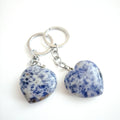 Diy Best Price Handmade Natural Stone Heart Crystal Blue Sand Stone Key Chain Heart Key Chain