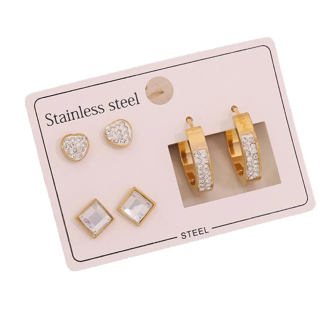 2025 New Arrival Combination Stainless Steel PVD Plated Heart Starfish Butterfly Stud Earrings for Women