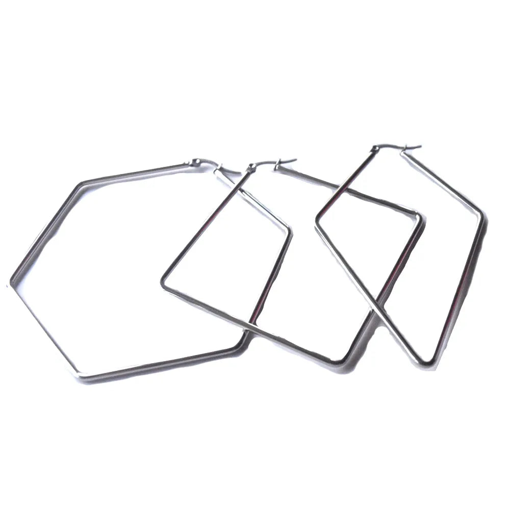 2mm Thick Stainless Steel Geometric Hoop Huggie Dangle Earring Designer Diy Beads Hooped Fringe Boho Party Earrings Accessories